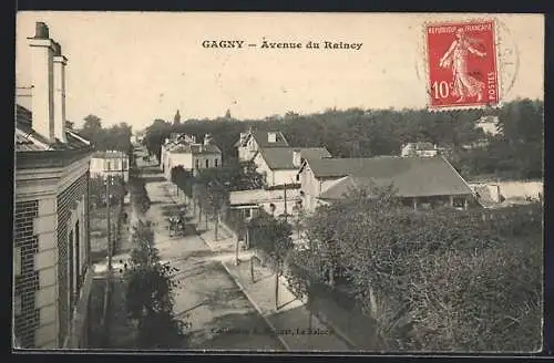 AK Gagny, Avenue du Raincy avec maisons et arbres bordant la rue