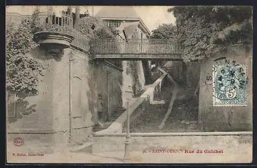 AK Saint-Ouen, Rue du Guichet et son pont pittoresque