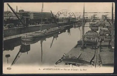 AK Aubervilliers, Vue sur le Canal, Le Port