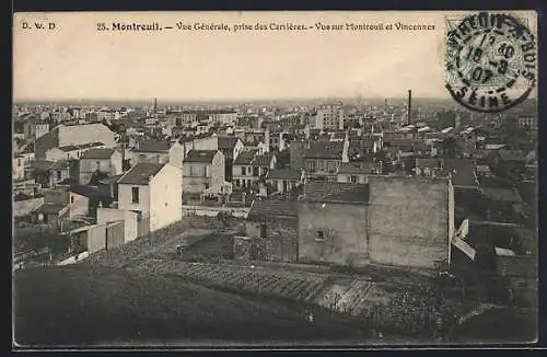 AK Montreuil, Vue générale des Carrières avec vue sur Vincennes