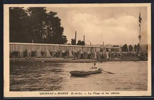 AK Gournay-sur-Marne, La plage et les cabines