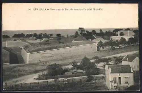 AK Les Lilas, Panorama du Fort de Romainville (côté Nord-Est)