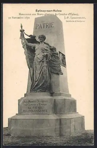 AK Épinay-sur-Seine, Monument aux Morts glorieux du Combat d`Épinay, 30 Novembre 1870