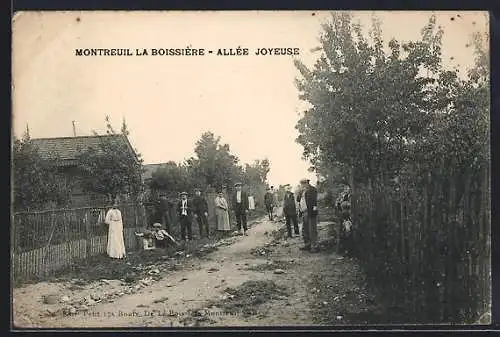 AK Montreuil, Allée Joyeuse avec des habitants se promenant