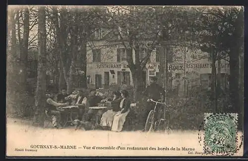 AK Gournay-sur-Marne, Vue d`ensemble d`un restaurant des bords de la Marne