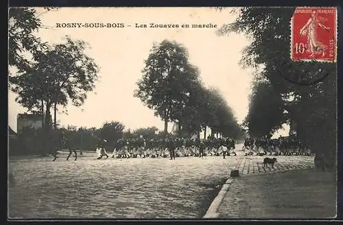 AK Rosny-sous-Bois, Les Zouaves en marche