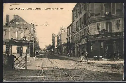 AK Le Raincy-Pavillons, Avenue Thiers mit Strassenszene und Geschäften