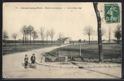 AK Rosny-sous-Bois, Route stratégique avec enfants et paysage arboré