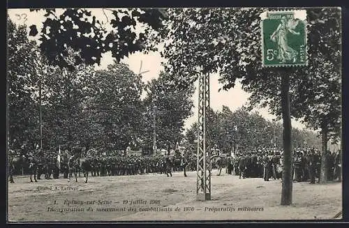 AK Épinay-sur-Seine, Inauguration du monument des combattants de 1870, Préparatifs militaires