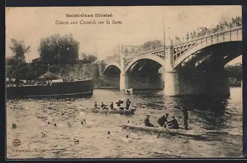 AK Saint-Ouen, Course aux Canards sur la Seine