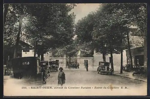 AK Saint-Ouen, Avenue du Cimetière Parisien, Entrée du cimetière E. M