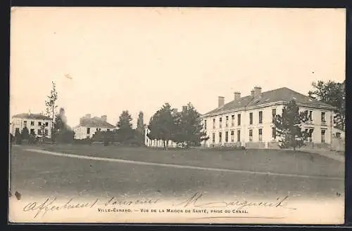 AK Ville-Évrard, Vue de la Maison de Santé, prise du canal