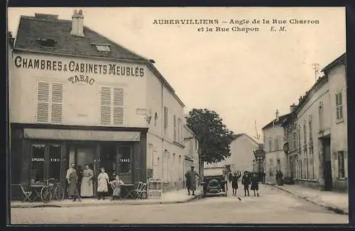 AK Aubervilliers, Angle de la Rue Charron et la Rue Chapon