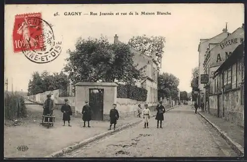 AK Gagny, Rue Joannès et rue de la Maison Blanche avec enfants jouant dans la rue