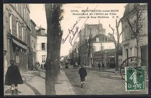 AK Montreuil-sous-Bois, Boulevard de l`Hôtel de Ville vers la Rue Molière