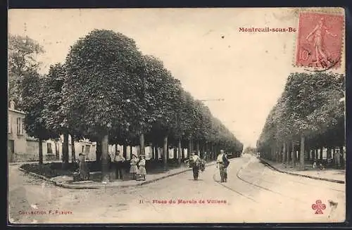 AK Montreuil-sous-Bois, Place du Marais de Villiers avec promeneurs et cyclistes