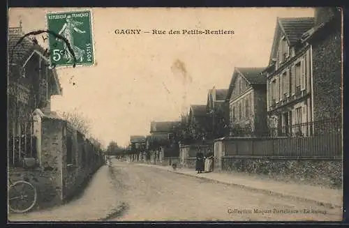 AK Gagny, Rue des Petits-Rentiers avec maisons et passants