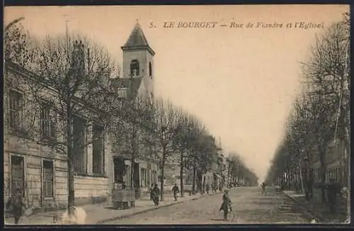 AK Le Bourget, Rue de Flandre et l`Église