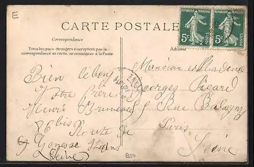 AK Stains, Route de Gonesse avec hôtel et café à droite
