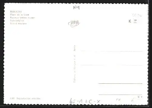 AK Fribourg, Bahnhofplatz mit Parkplatz