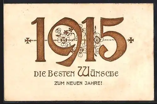 AK Jahreszahl 1913 mit Neujahrsgruss und Kleeblättern