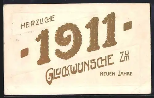 Präge-AK Jahreszahl 1911 in Gold