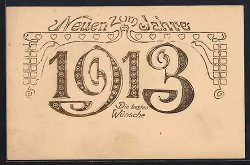 Präge-AK Jahreszahl 1912 mit Neujahrswünschen