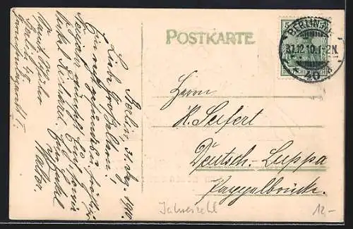 Präge-AK Jahreszahl 1911 mit Kleeblättern und Neujahrsgruss