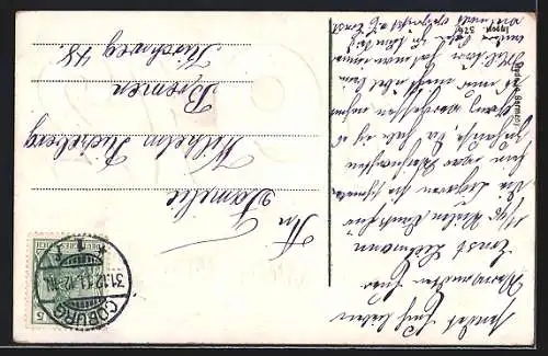 Präge-AK Jahreszahl 1912 verziert mit Kleeblättern, Neujahrsgruss