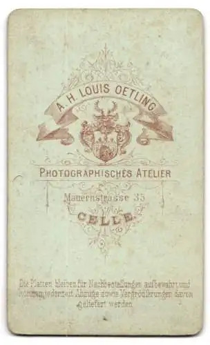 Fotografie A. H. Louis Detling, Celle, Mauernstrasse 35, Soldat in Uniform