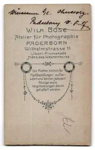 Fotografie Wilhelm Böse, Paderborn, Wilhelmstrasse 11, Soldat in Uniform Rgt. 158