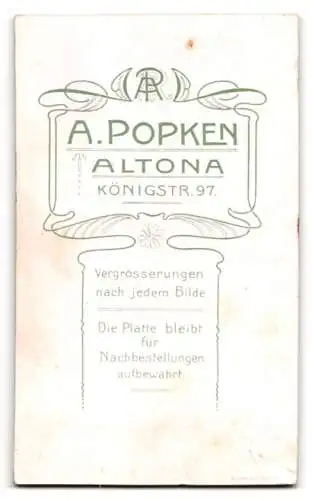 Fotografie A. Popken, Altona, Königstr. 97, Portrait eines Soldaten in Uniform Inf.-Rgt. 31
