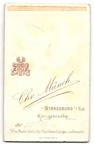 Fotografie Chr. Münch, Strassburg, Königsbrücke, Soldat in Uniform Rgt. 15