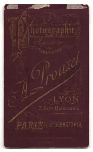 Fotografie A. Prouzet, Paris, 17 Boulevard Sébastopol, Porträt einer Frau