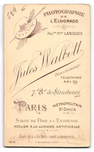 Fotografie Jules Walbott, Paris, Boulevard de Strasbourg 7, Porträt eines eleganten Herrn
