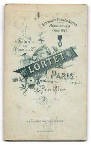 Fotografie Lortet, Paris, Rue Cler 55, Porträt eines Herren mit Schnurrbart