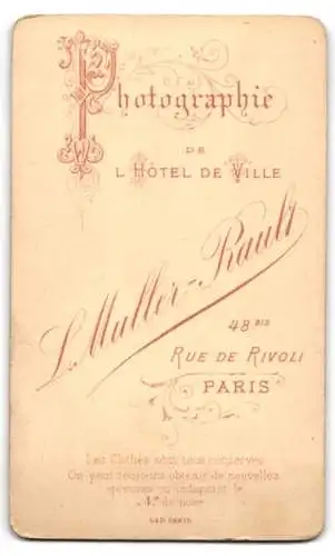 Fotografie L. Muller-Rault, Paris, Rue de Rivoli 48, Porträt eines Mannes mit Schnurrbart