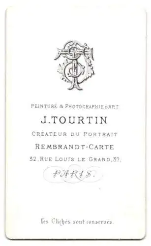 Fotografie J. Tourtin, Paris, Rue Louis le Grand 32, Porträt eines älteren Mannes mit Bart