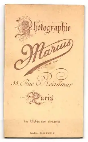 Fotografie Marius, Paris, Rue Réaumur 55, Porträt einer Frau