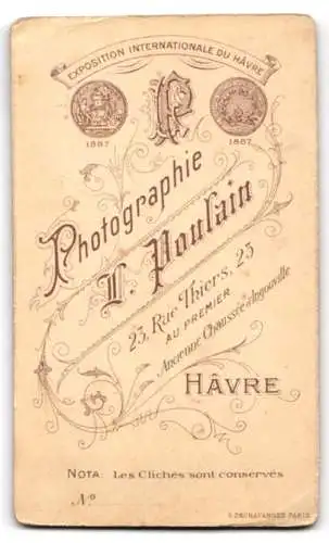 Fotografie L. Poulain, Havre, Rue Thiers 23, Porträt eines Mannes mit Schnurrbart