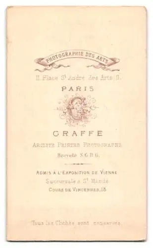 Fotografie Graffe, Paris, Place St André des Arts 11, Porträt eines Herrn mit Schnurrbart