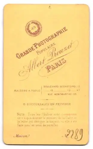 Fotografie Albert Prouzet, Paris, Boulevard Sebastopol 17, Porträt eines älteren Mannes