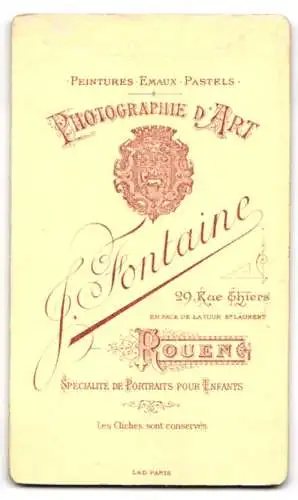 Fotografie J. Fontaine, Rouen, Rue Thiers 29, Porträt einer Dame