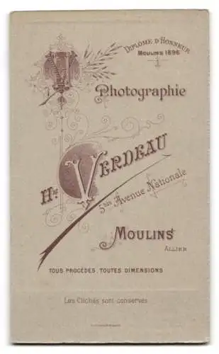 Fotografie H. Verdeau, Moulins, Avenue Nationale 5, Porträt eines Herrn mit markantem Schnurrbart