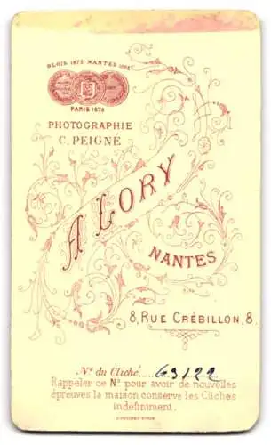 Fotografie A. Lory, Nantes, 8 Rue Crébillon, Porträt einer Dame