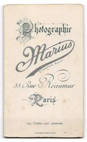 Fotografie Marius, Paris, Rue Réaumur 55, Porträt einer Dame