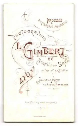 Fotografie L. Gimbert, Lyon, Avenue de Saxe 86, Porträt eines eleganten Herrn