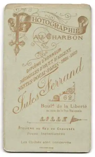 Fotografie Jules Ferrand, Lille, Bould. de la Liberté 62, Porträt eines Herren