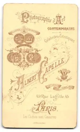 Fotografie A. Capelle, Paris, Rue Laffitte 45, Porträt eines Mannes mit Bart