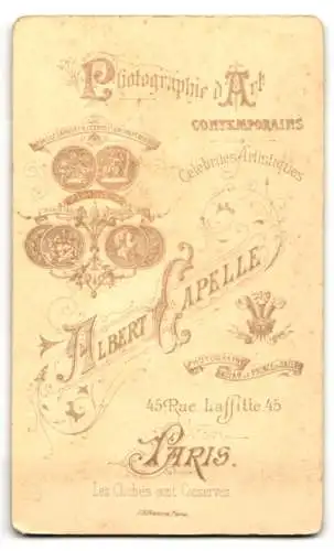 Fotografie A. Capelle, Paris, Rue Laffitte 45, Porträt einer Dame